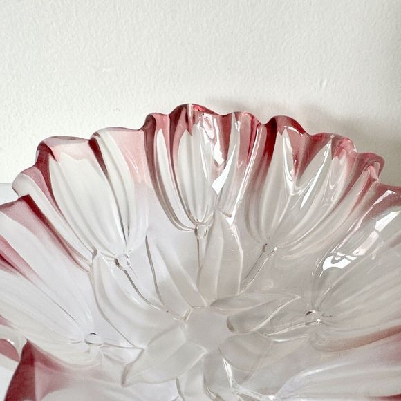 Mikasa Pink & White Crystal tulips Pink Collection 7 inch bowl Decor Glass  - Picture 10 of 14